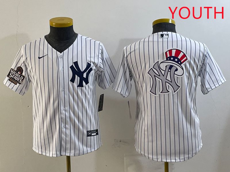 Youth New York Yankees Blank White Stripe Game 2025 Nike MLB Jersey style 8->youth mlb jersey->Youth Jersey